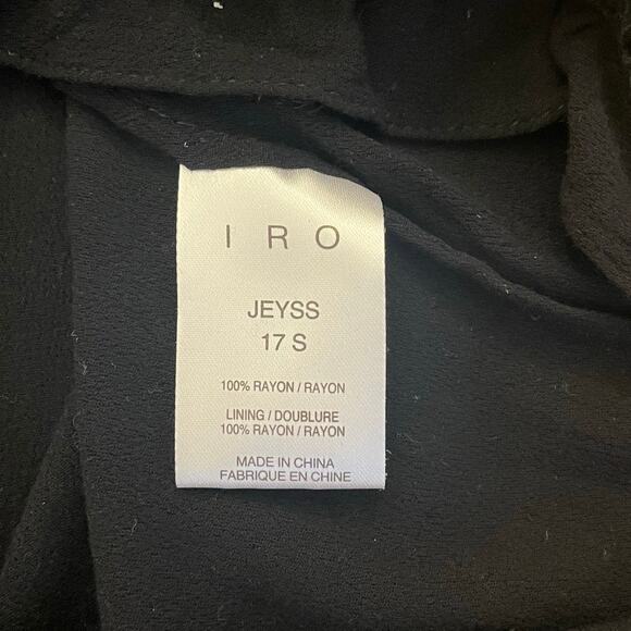 IRO Jeyss 17S Ruffle Eyelet Mini Dress Size 4 Small Black Bell Sleeve Tunic Goth - Picture 12 of 16